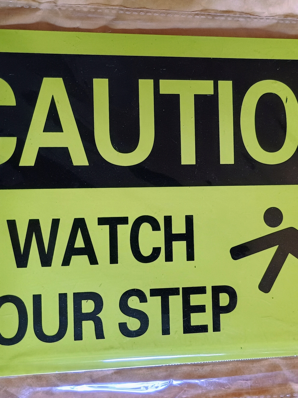Metal:  Yellow and Black "CAUTION Watch Your Step" Sign: Home Decor